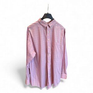Roundtree & York Gold Label 2XT Men’s Button-Down Shirt –Pink/White/Blue Plaid